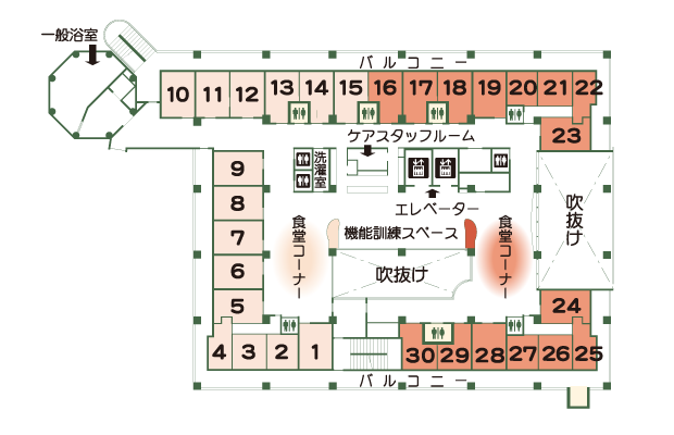 生江特別養護老人ホーム白寿荘　２階案内図