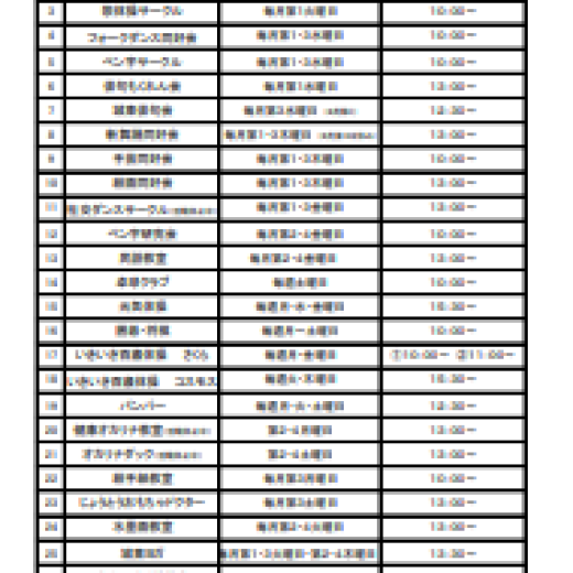 サークル・同好会一覧表